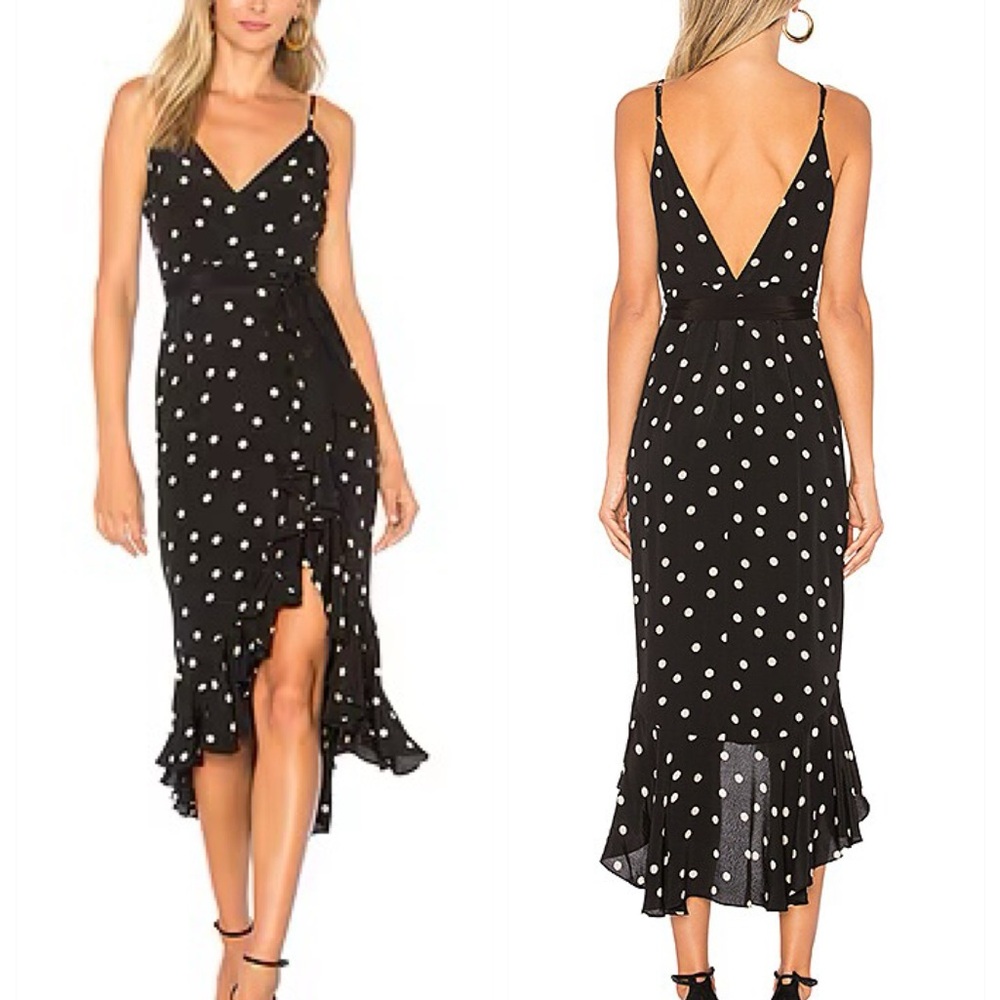 NWT Lovers + Friends Elegant Black Polka Dot Dress